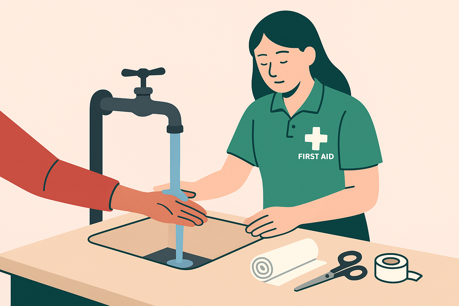 cooling running water technique for burns